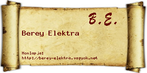 Berey Elektra névjegykártya